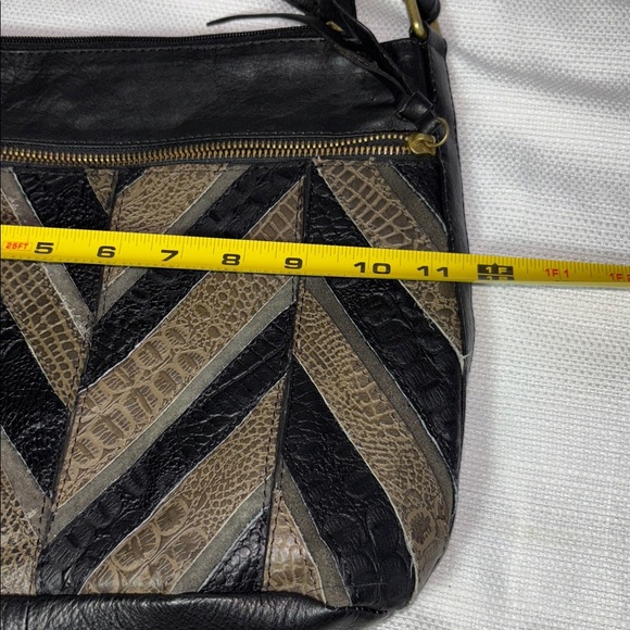 Great American Leather Works Patchwork Crossbody Handbag Black and Brown - Picture 12 of 15